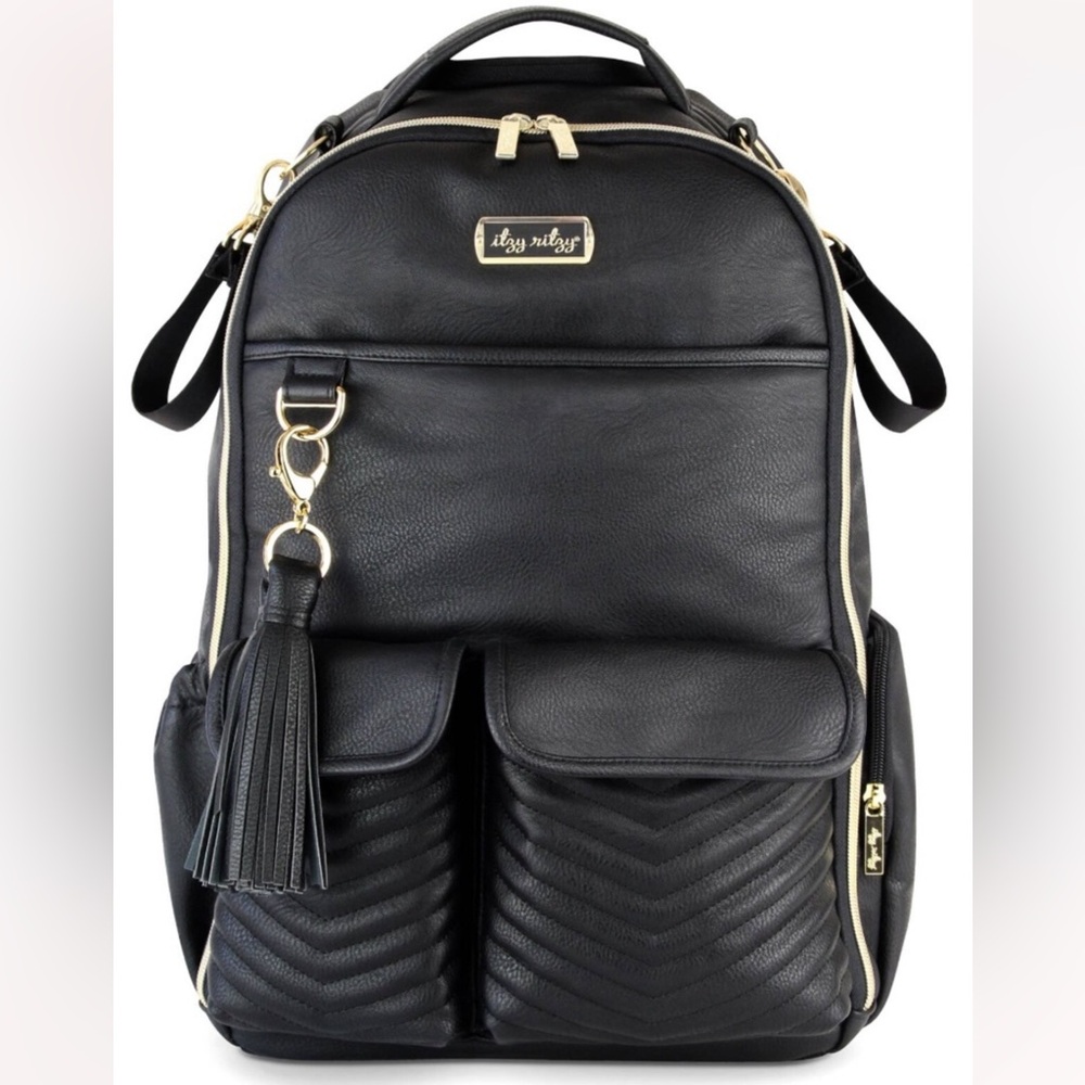 Itzy Ritzy Jetset Black Boss Diaper Bag Backpack